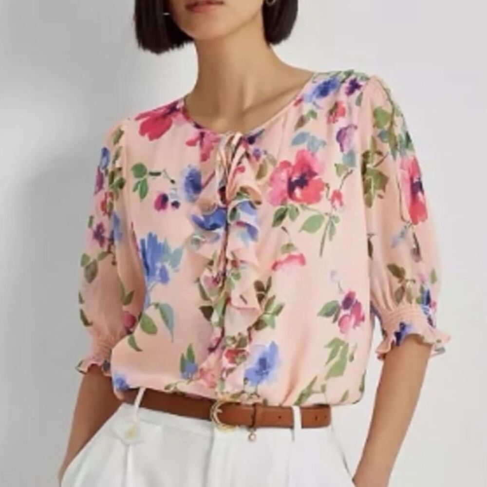 Lauren Ralph Lauren Floral Shirt S Petite NEW with tags